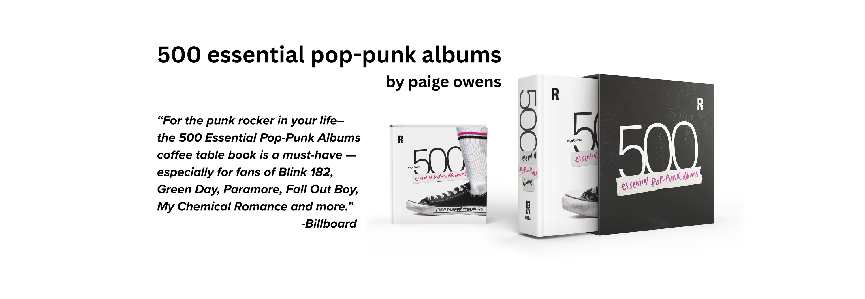 500 Essential Pop-Punk Albums by Paige Owens — oversized hardcover and limited slipcase edition