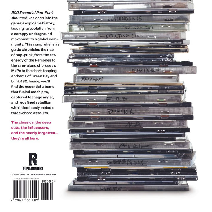 Ruffian Books 500 Essential Pop Punk Albums Back Cover Stack of Albums