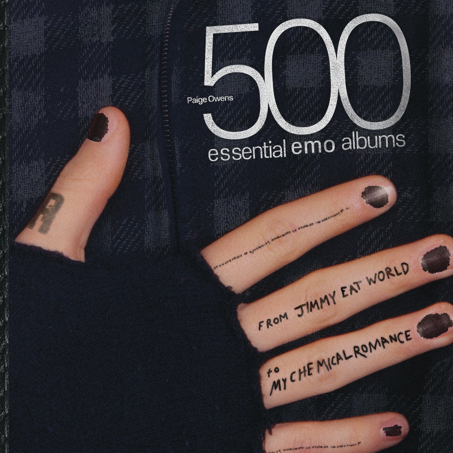 500 Essential Emo Albums From Jimmy Eat World to My Chemical Romance Book Cover, Hand With Painted Nails and Fingerless Gloves